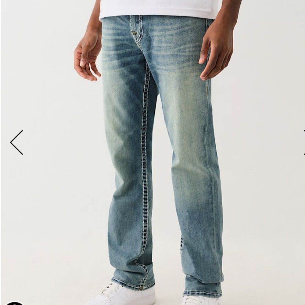True Religion Blue Denim Ricky Relaxed Straight Jeans 34